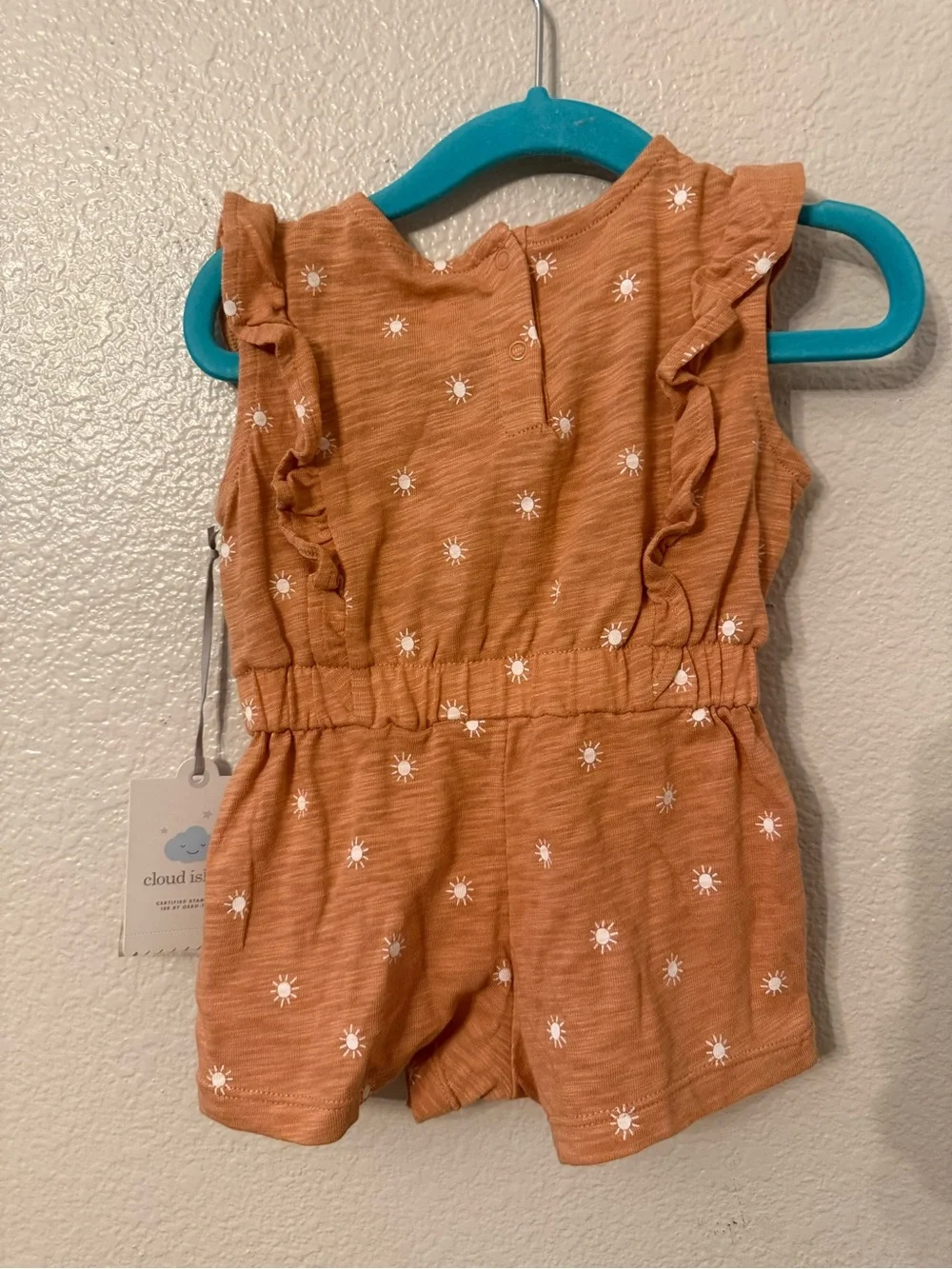 cloud island Rust Orange Ruffle Sun Print Romper
